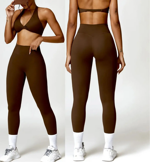 2-Piece Seamless Nude Yoga Set – High Waist Leggings & Sports Bra Gym Set Velora