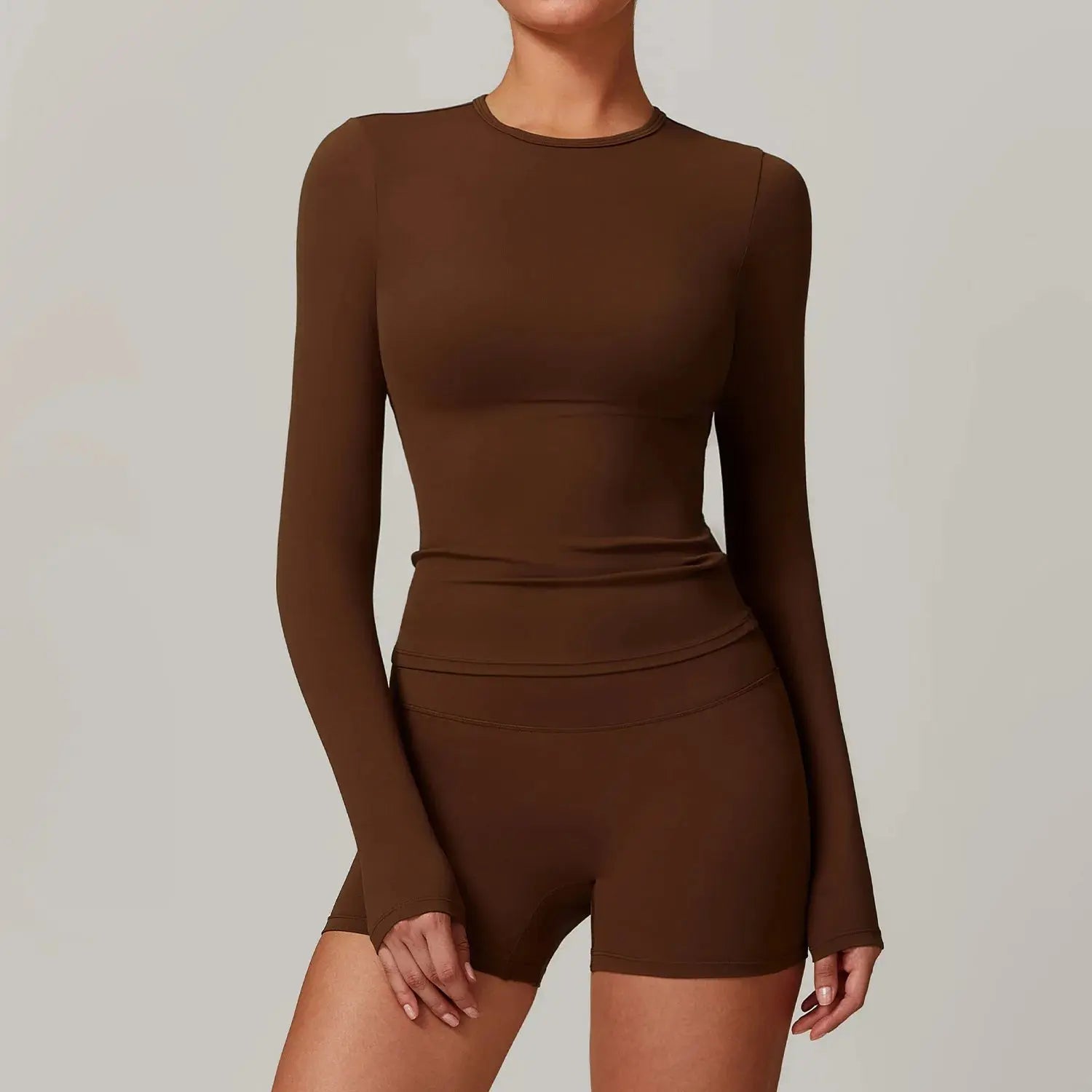 2-Piece Long Sleeve Yoga Set – Crop Top & High Waist Leggings Gym Outfit Velora