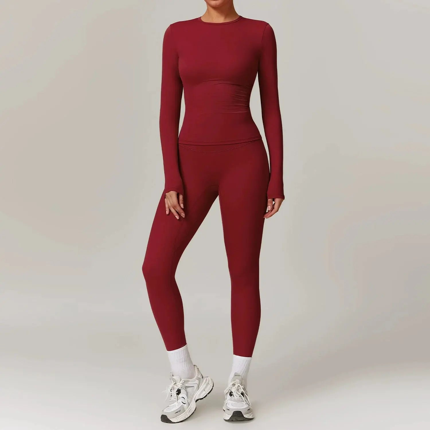 2-Piece Long Sleeve Yoga Set – Crop Top & High Waist Leggings Gym Outfit Velora