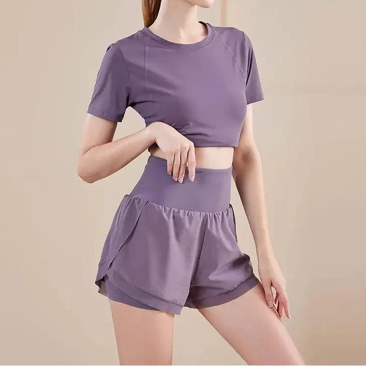 Seamless Women’s Yoga Set – Long Sleeve Crop Top & High Waist Leggings Gym Outfit Velora