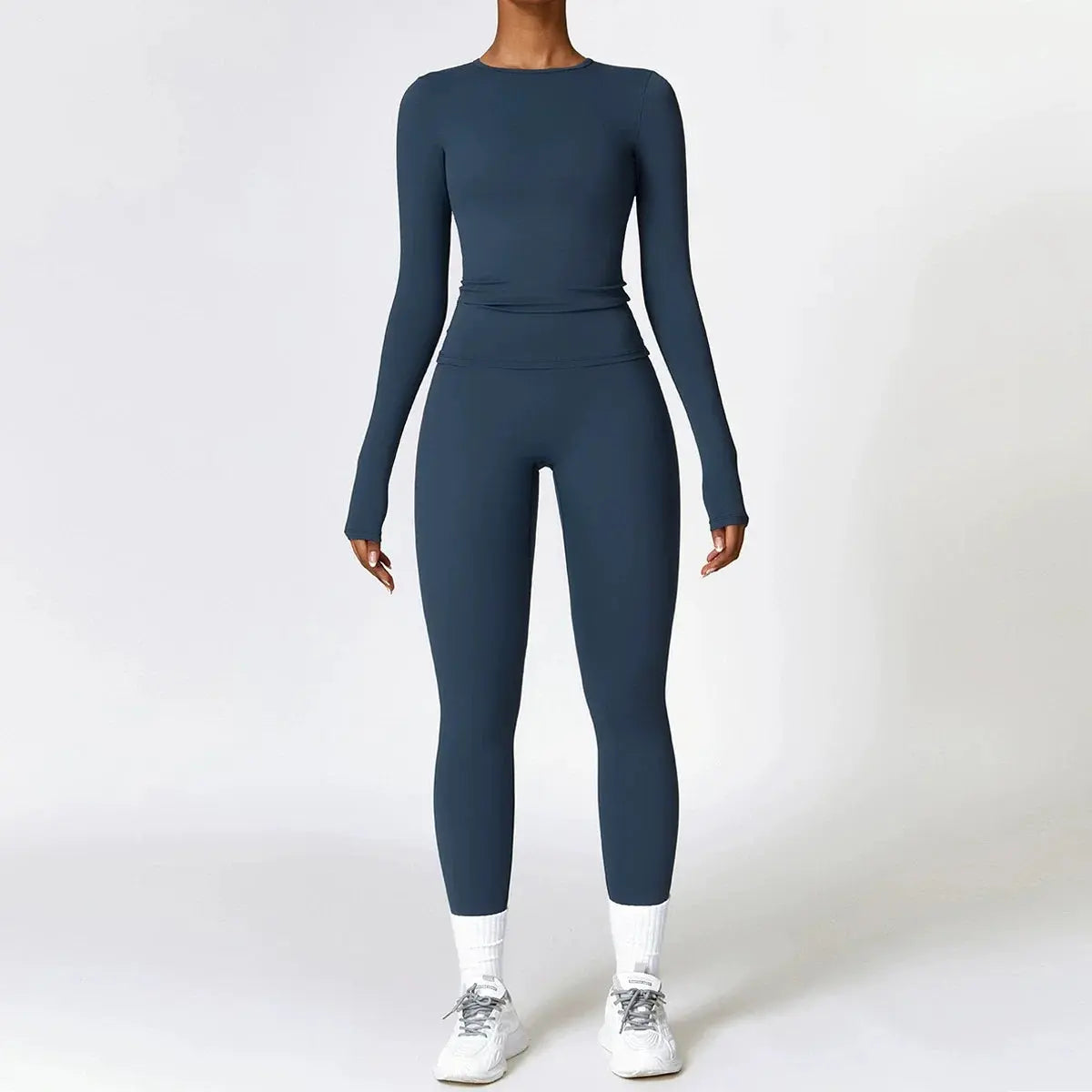 2-Piece Long Sleeve Yoga Set – Crop Top & High Waist Leggings Gym Outfit Velora