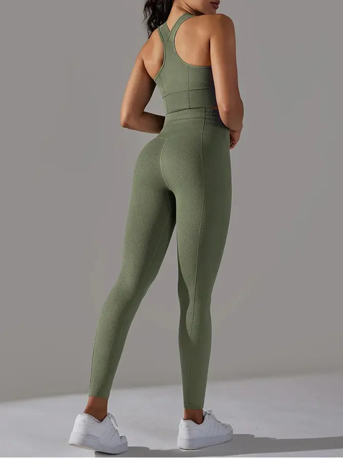 Seamless Women’s Yoga Set – Sports Bra & High Waist Leggings 2-Piece Gym Outfit Velora