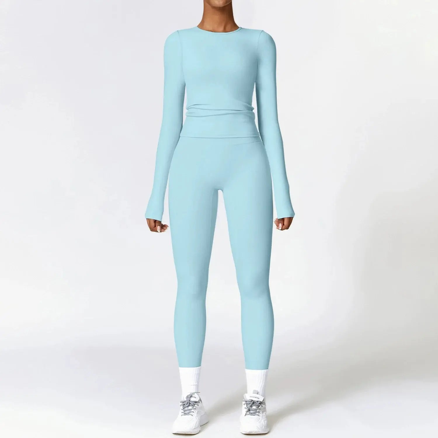 2-Piece Long Sleeve Yoga Set – Crop Top & High Waist Leggings Gym Outfit Velora