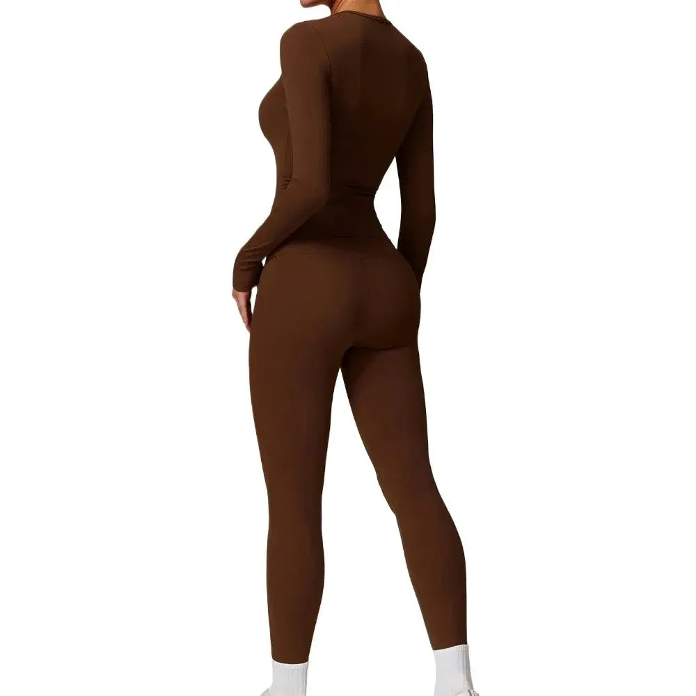 2-Piece Long Sleeve Yoga Set – Crop Top & High Waist Leggings Gym Outfit Velora